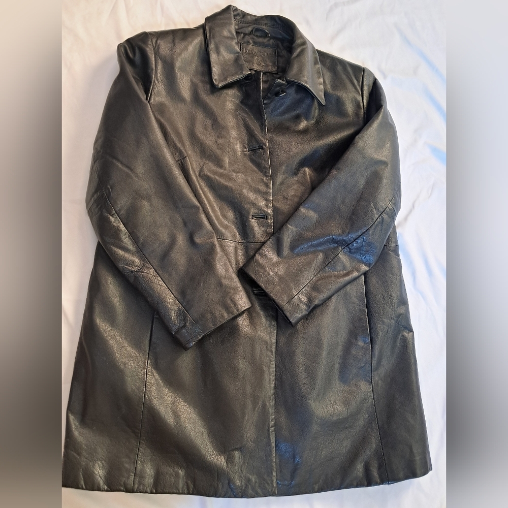 Vintage Kathy Ireland Size L Leather Coat 100% Genuine Mint Condition
